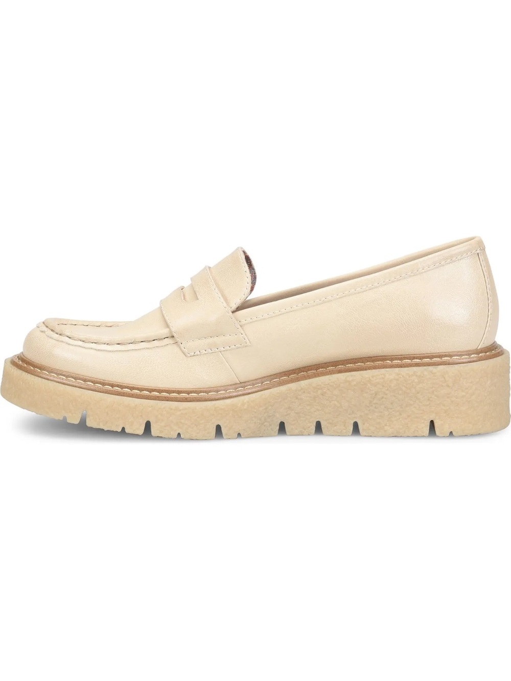 Korks Cream Leather Platform Penny Loafers